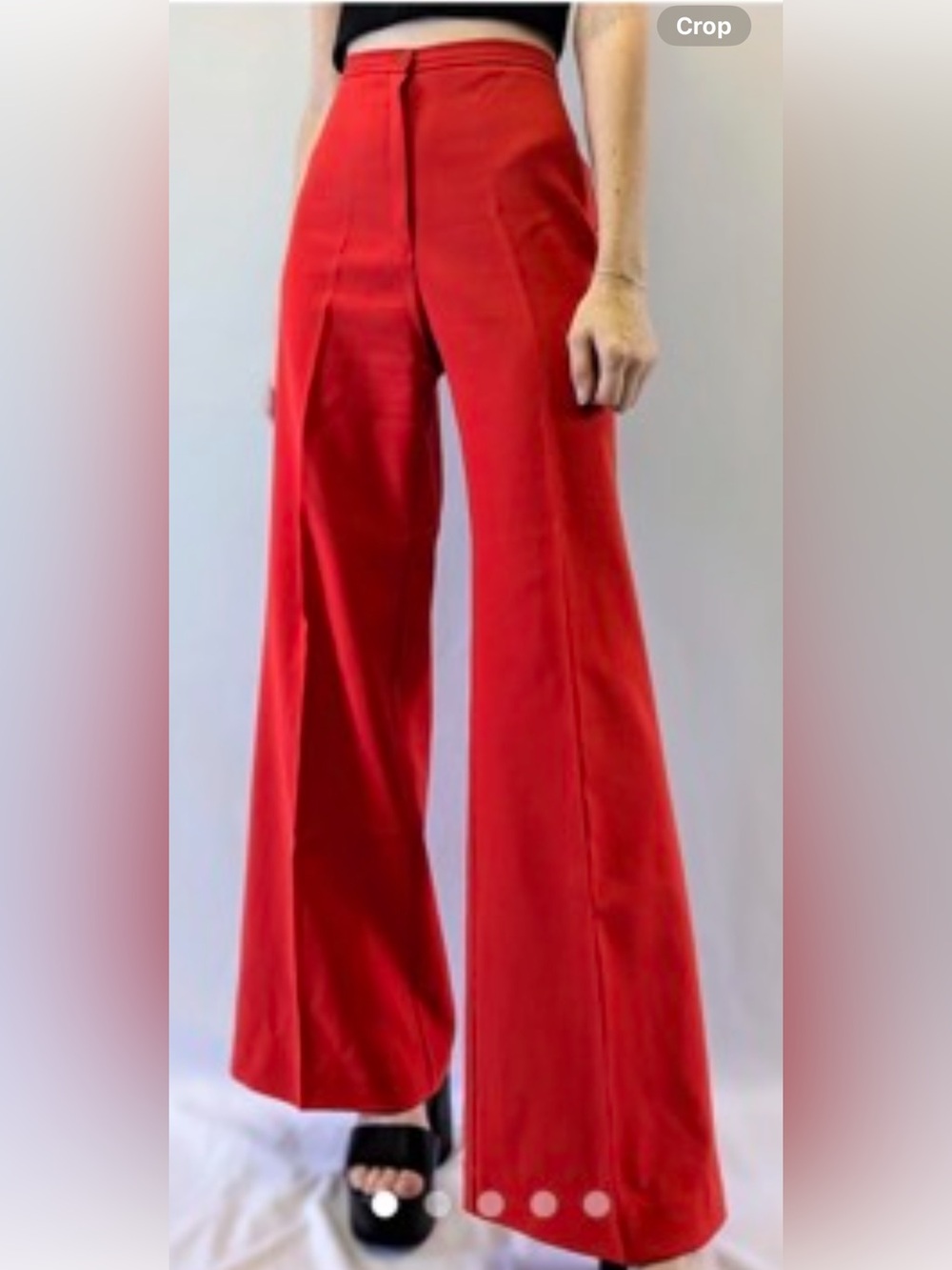 Wide-Leg High-Waist Red Pants